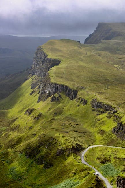 The road winding through the mountains on the isle of skye