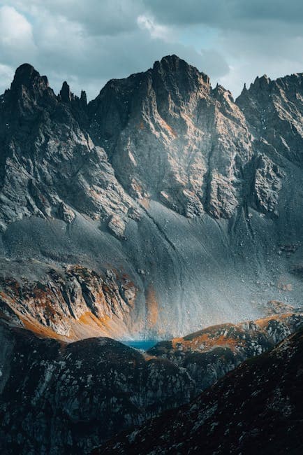 Scenic Rocky Gravel Slopes of Mountain Range