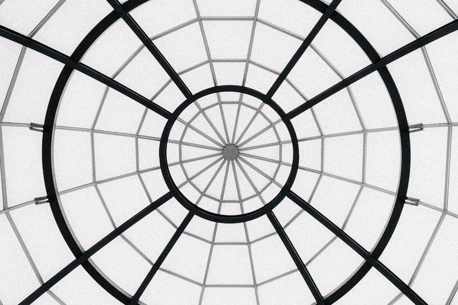 A black and white photo of a glass dome