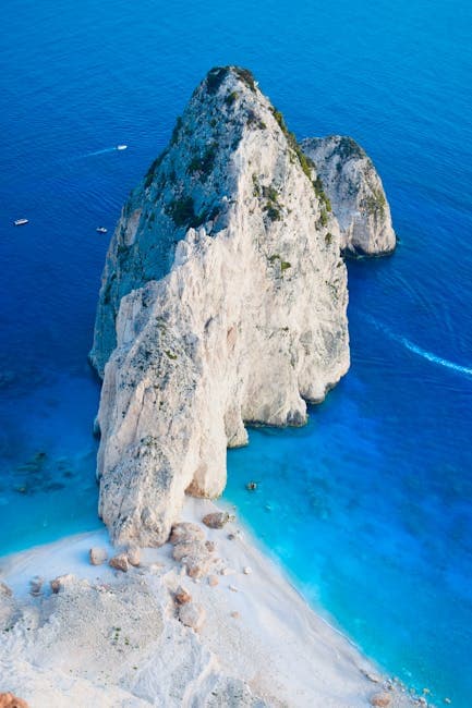 The blue water and white sand beach in zakynthos, greece