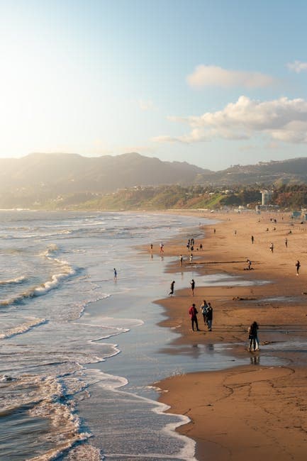 Aerial View of People at the Beach