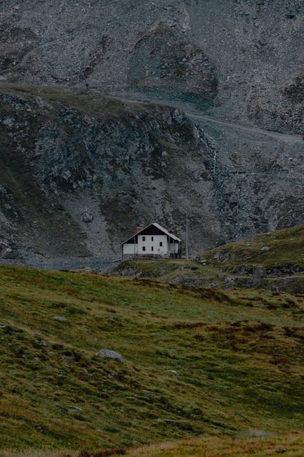 A small house on a hillside