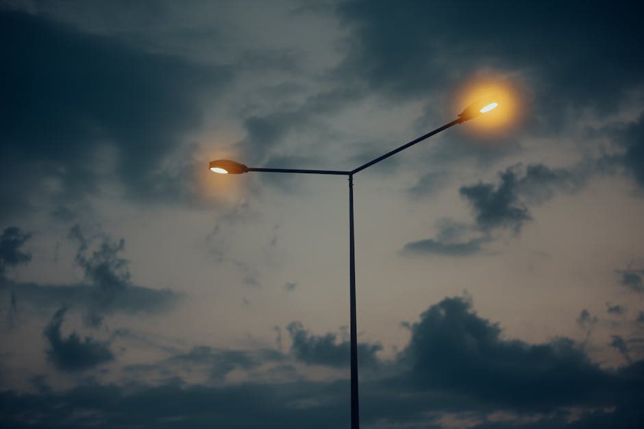 Lantern on a Street in the Evening 