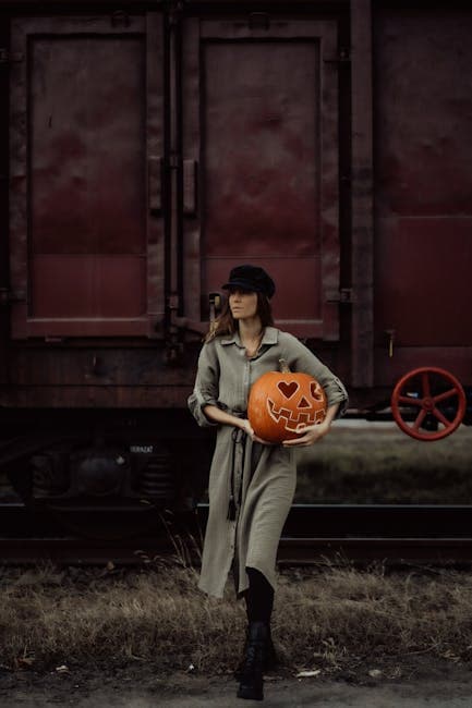 A Woman Carrying a Pumpkin