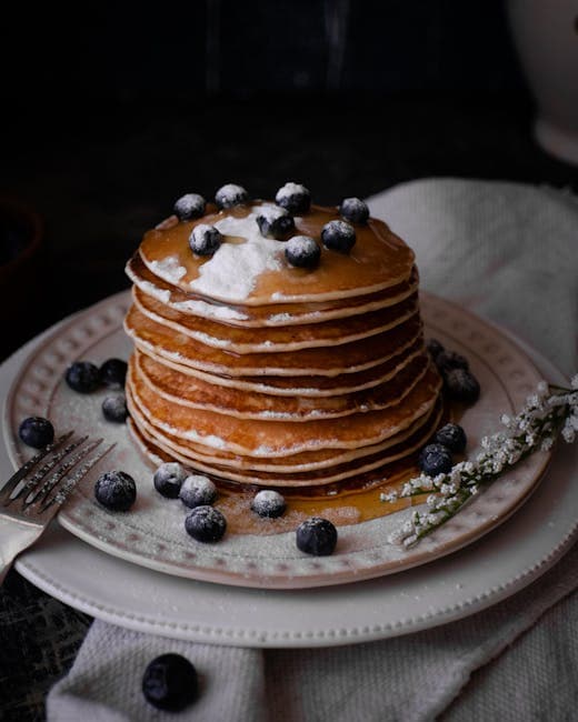 A Pile Pancakes with Blueberries 