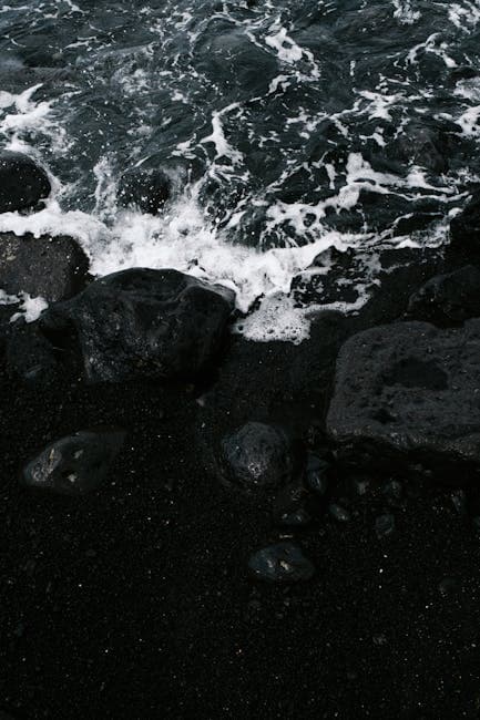 Rocks on Sea Shore in Black and White