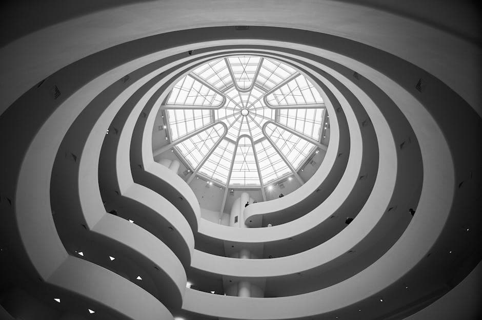 Interior of the Guggenheim Museum in New York City, New York, USA