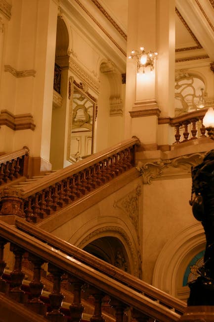 Wooden Stairs in an Elegant Building