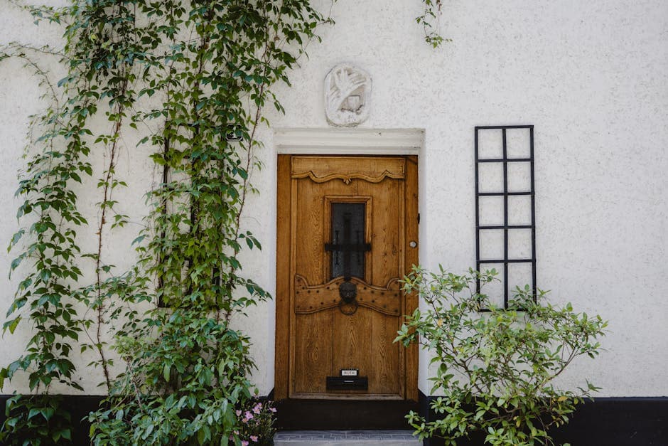 House Entrance Decorated By Plants