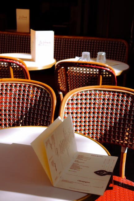 A table with a menu on it in a restaurant