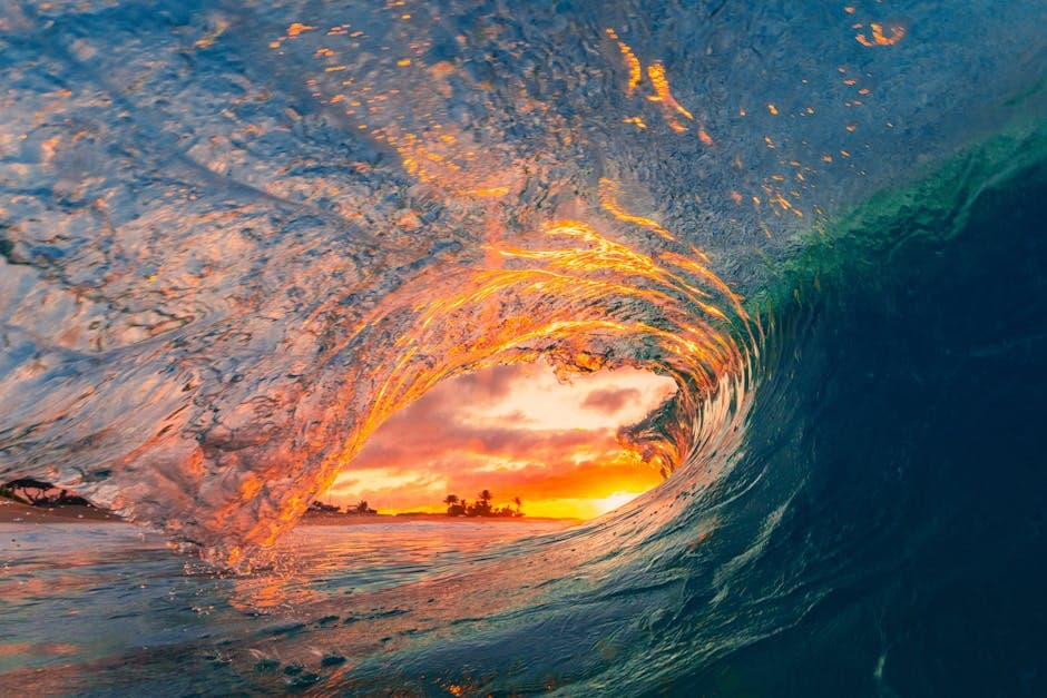 View of a Wave at Sunset Sunset