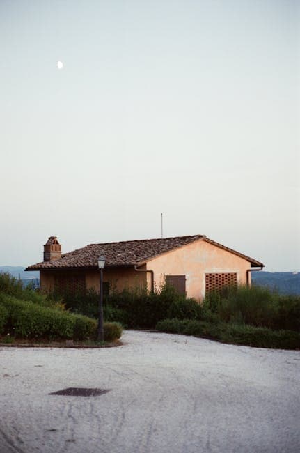 Charming Rustic House at Dusk in Countryside