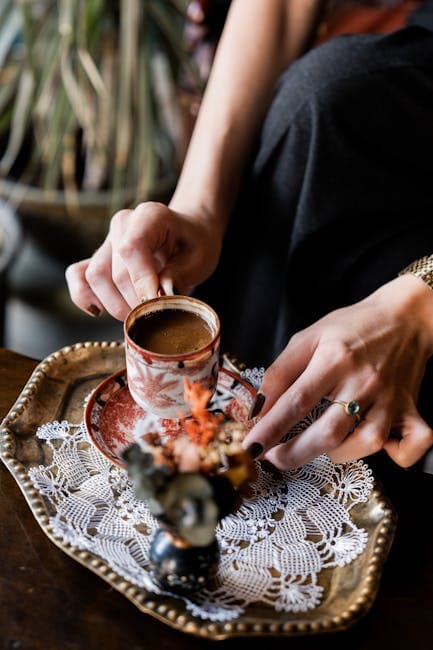 Elegant Turkish Coffee Serving on Ornate Tray