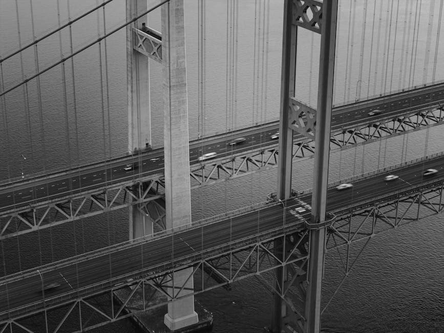 Aerial View of Tacoma Narrows Bridge