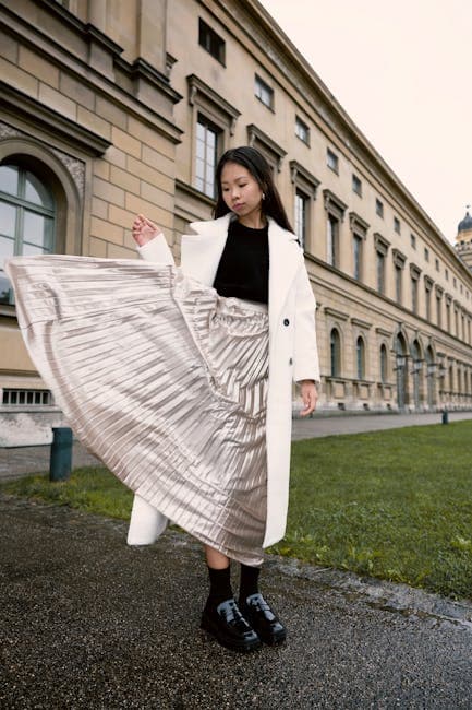 Fashionable Woman in Stylish Skirt Outdoors