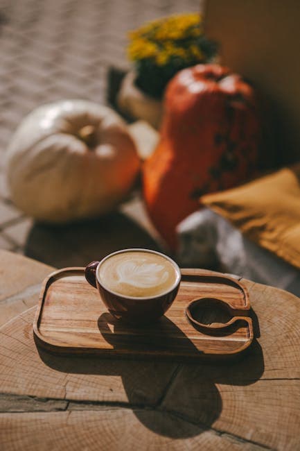 Cozy Autumn Coffee with Pumpkin Decor