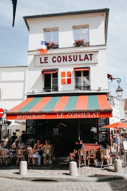 Charming Paris Cafe Front with Outdoor Seating