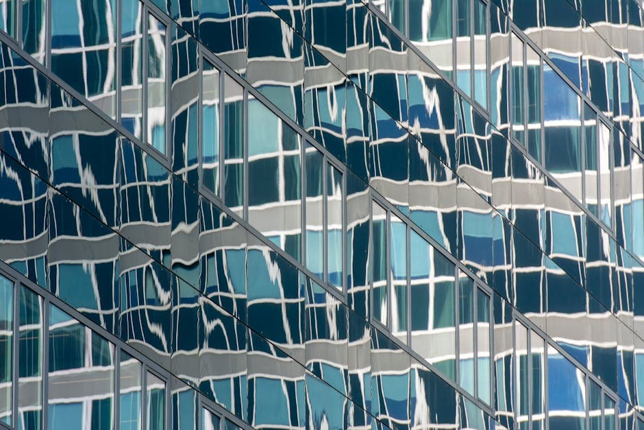 Modern Glass Facade with Abstract Reflections