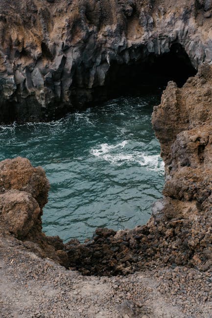 Dramatic Coastal Cliffs and Ocean Cave in Lanzarote