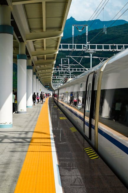 High-speed Train at Modern Railway Station