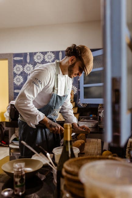 Chef Preparing Meal in Cozy Kitchen Setting