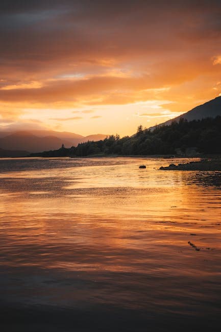 Spectacular Sunset Over Loch in Fort William, UK