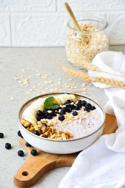 Healthy Breakfast Bowl with Fresh Blueberries