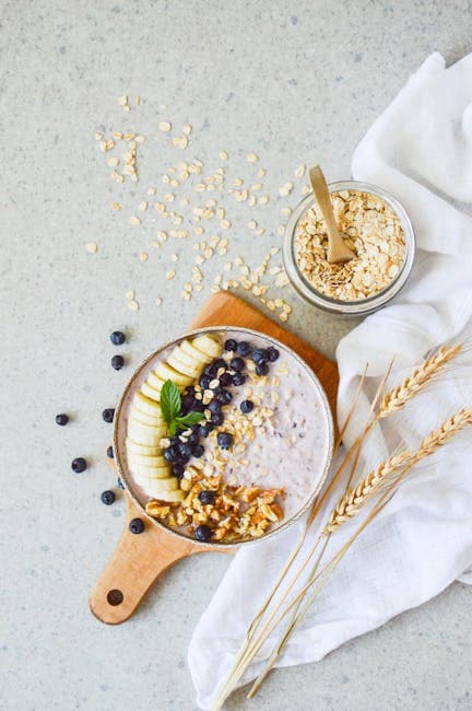 Healthy Oatmeal Breakfast with Fresh Blueberries