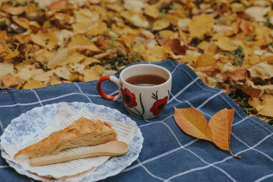 Autumn Picnic with Tea and Pastry