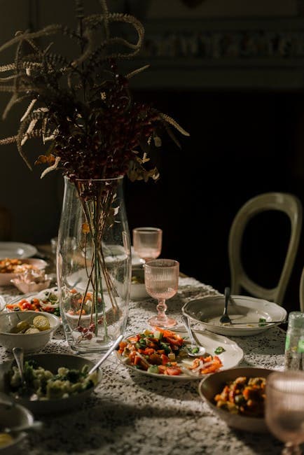 Elegant Dining Table with Assorted Vegetables