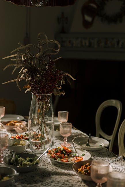 Elegant Dinner Table with Floral Centerpiece