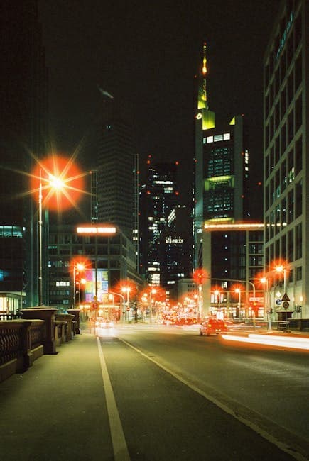 Vibrant Night Cityscape with Illuminated Skyline