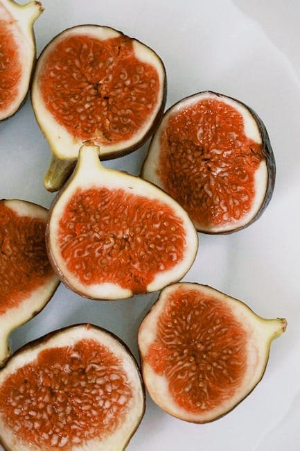 Close-up of Freshly Sliced Figs on a Plate