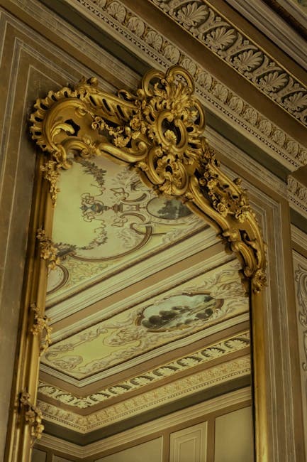 Ornate Baroque Mirror in Istanbul Palace Interior